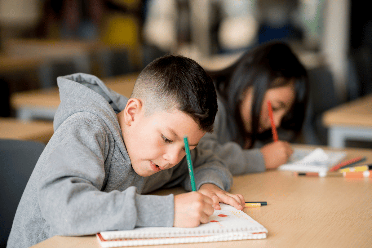 kids doing assignments at school